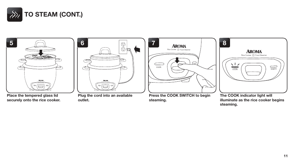 Rice cooker food steamer | Aroma ARC-747-1NGR User Manual | Page 13 / 27