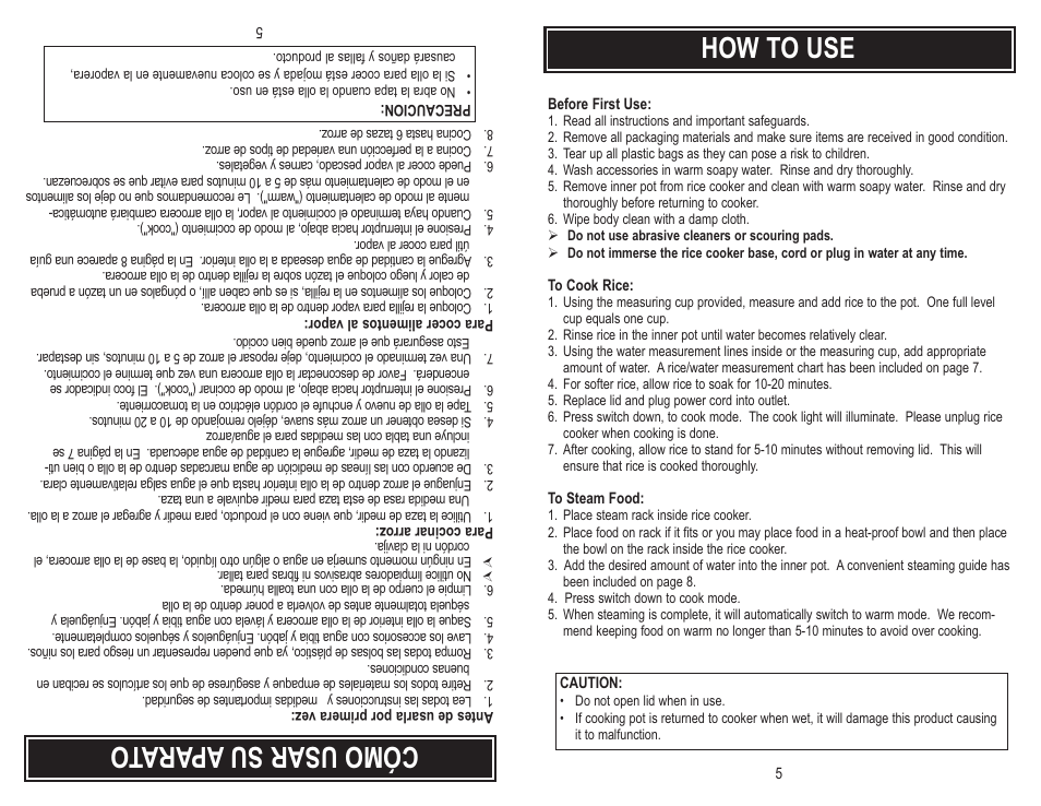 How to use, Cóm ou sar su apa rat o | Aroma ARC-703-G User Manual | Page 7 / 12
