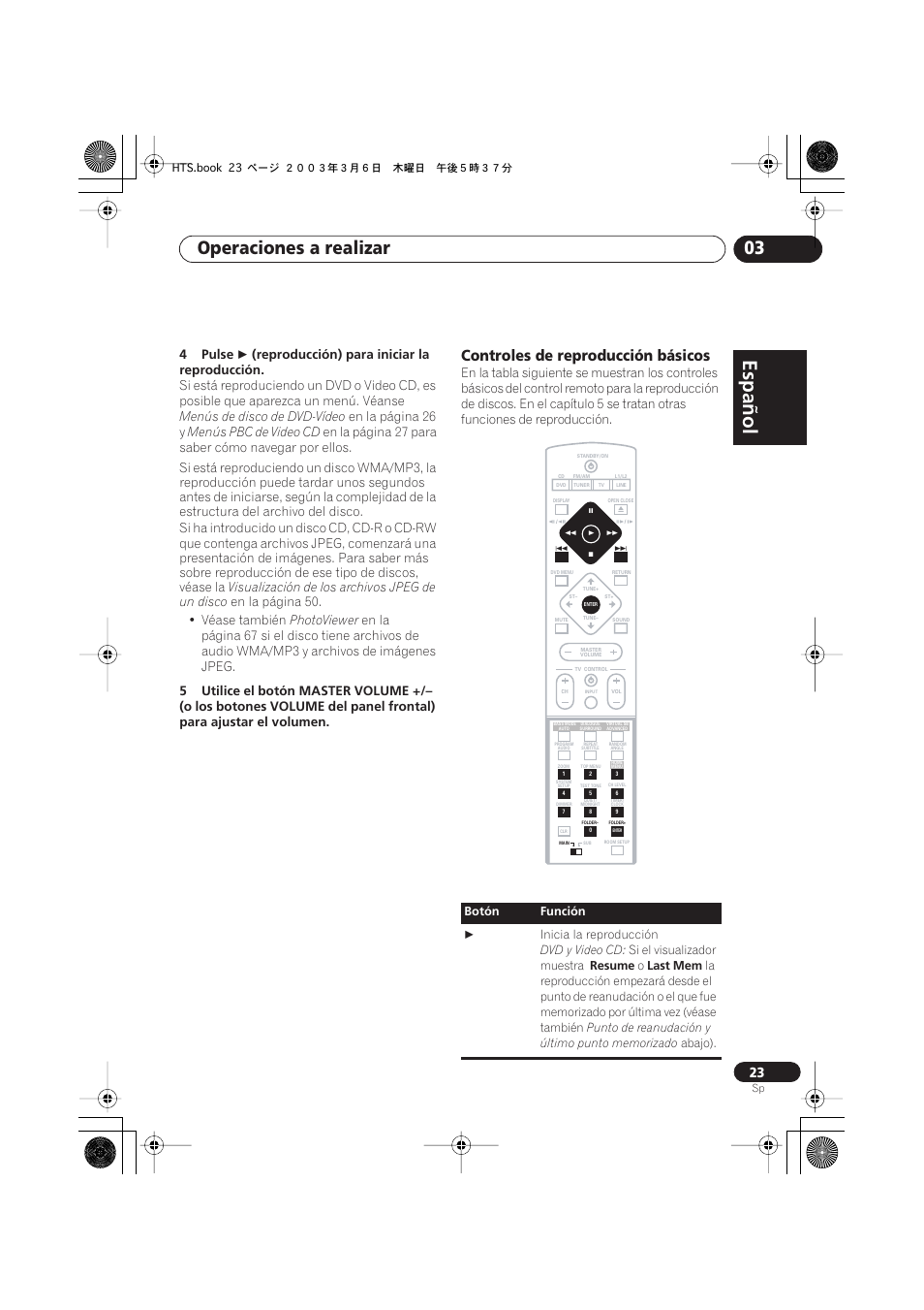 Controles de reproducción básicos, Español, Italiano français | Nederlands, Español deutsch, Operaciones a realizar 03 | Pioneer DCS-313 User Manual | Page 23 / 92