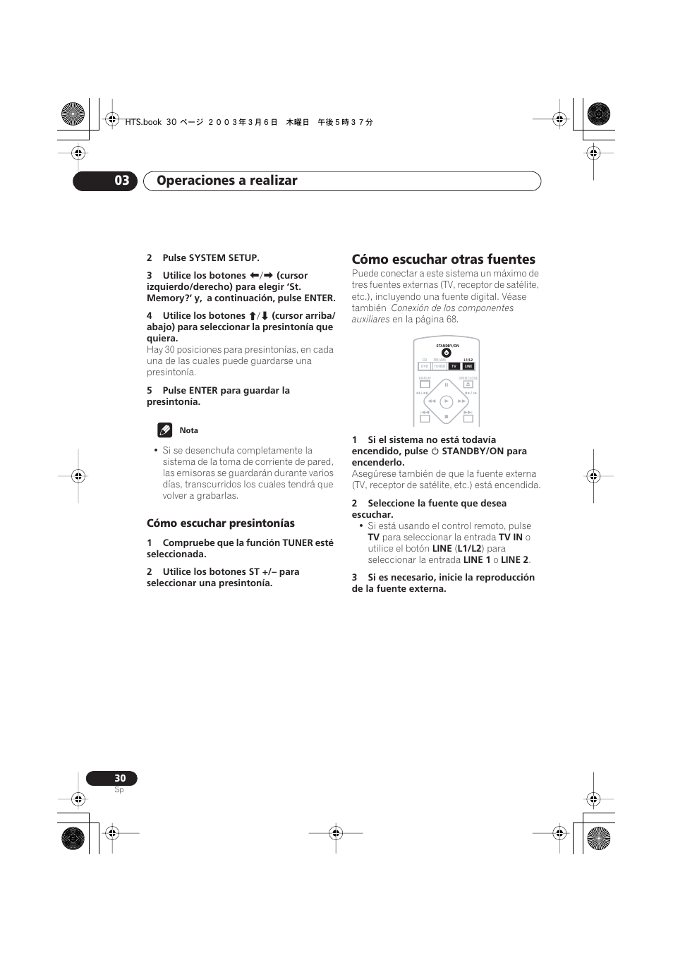 Cómo escuchar presintonías, Cómo escuchar otras fuentes, Operaciones a realizar 03 | Pioneer DCS-313 User Manual | Page 30 / 92