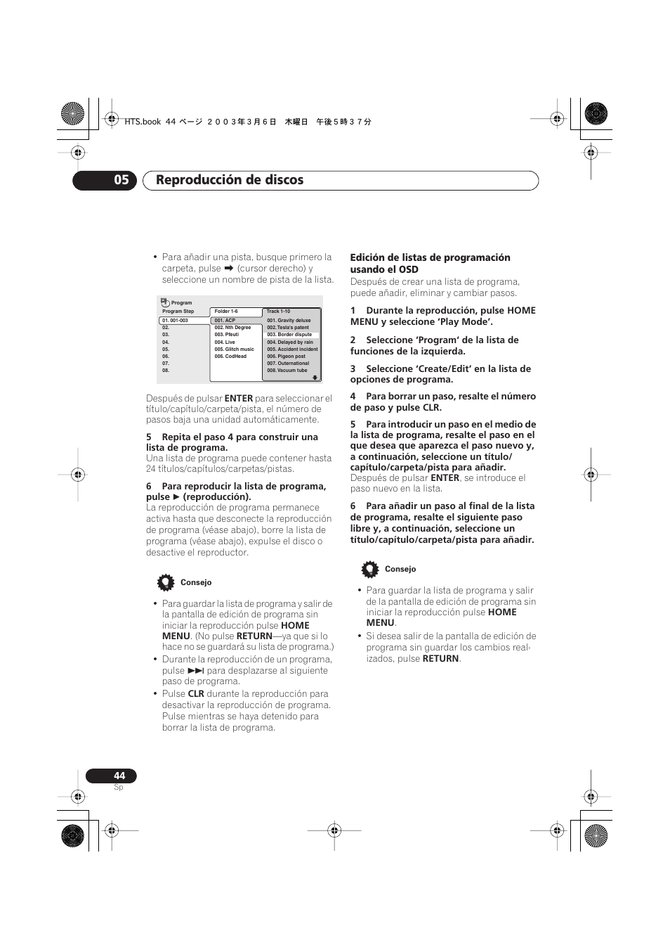 Reproducción de discos 05 | Pioneer DCS-313 User Manual | Page 44 / 92