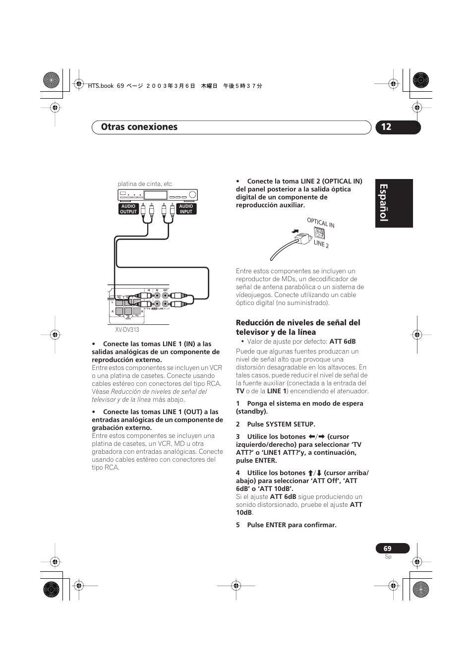 Español, Italiano français, Nederlands | Español deutsch, Otras conexiones 12 | Pioneer DCS-313 User Manual | Page 69 / 92