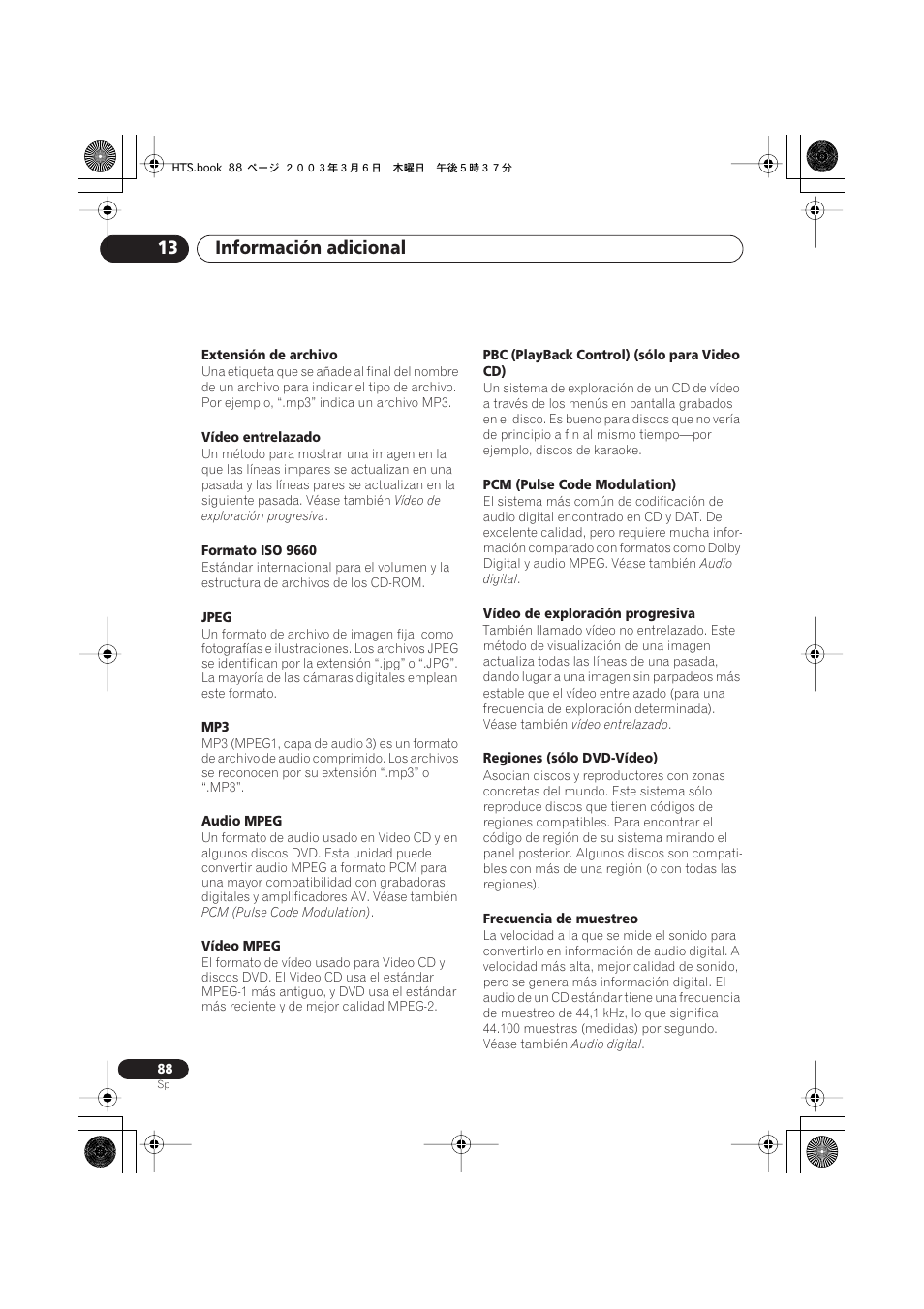 Información adicional 13 | Pioneer DCS-313 User Manual | Page 88 / 92