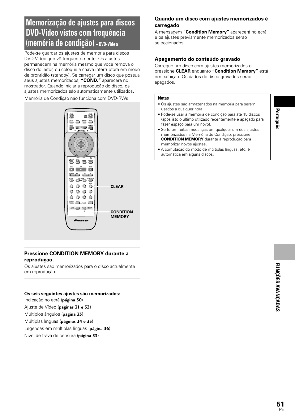 Fun çõ es a v an ç adas portugu ê s, Dvd-video, Apagamento do conteúdo gravado | Pioneer DV-545 User Manual | Page 117 / 132