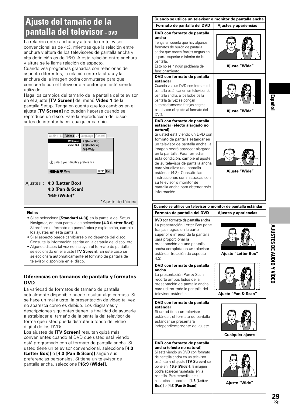 Ajuste del tamaño de la pantalla del televisor | Pioneer DV-545 User Manual | Page 31 / 132