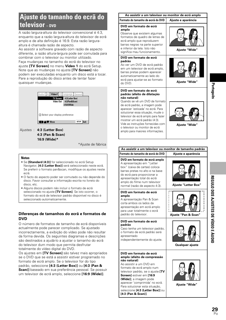 Ajuste do tamanho do ecrã do televisor | Pioneer DV-545 User Manual | Page 95 / 132