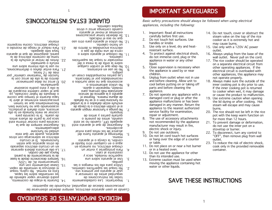 Ssa av vee tthheessee iinnssttrruuccttiio onnss | Aroma ARC-914SBB User Manual | Page 3 / 13