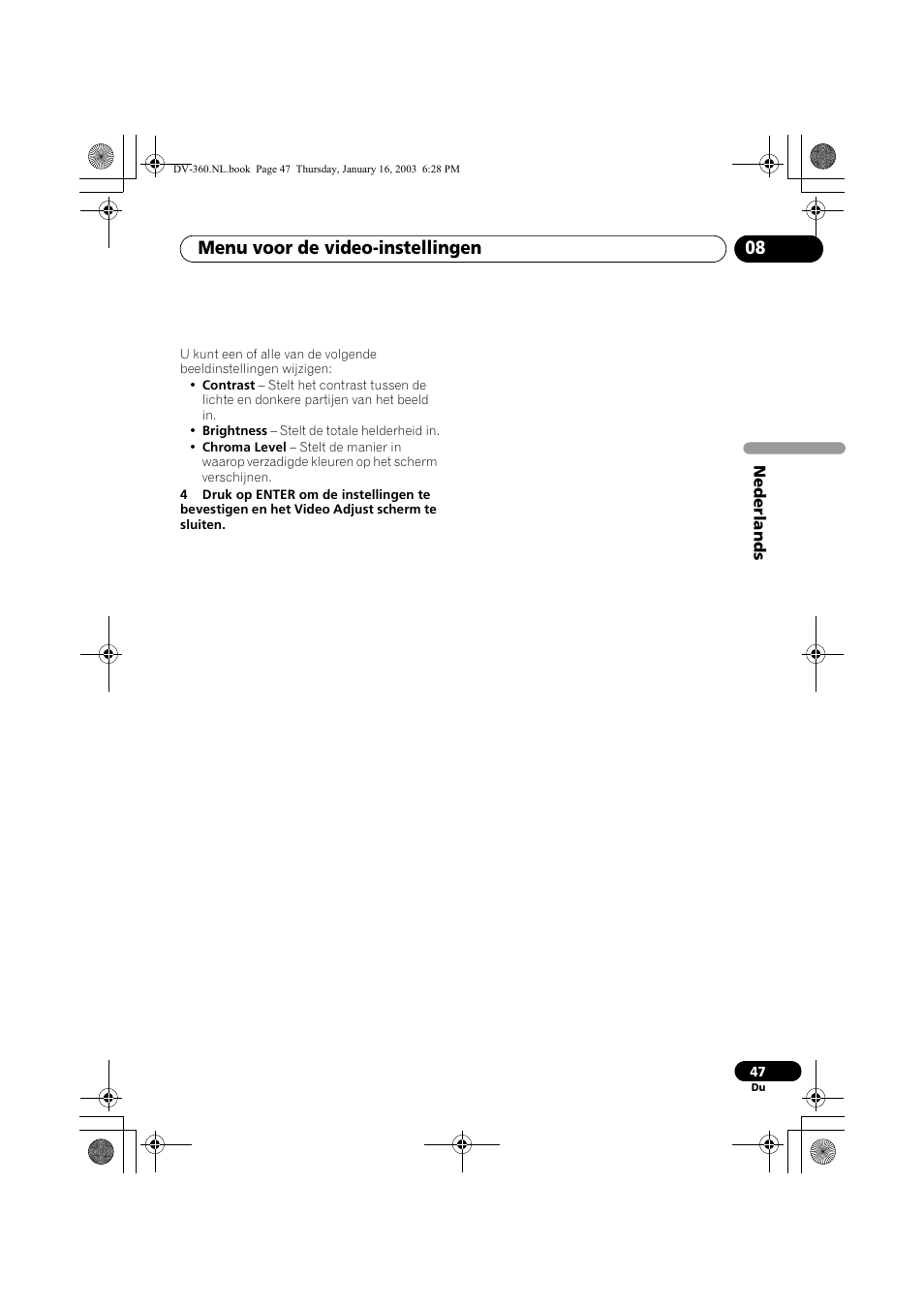 Menu voor de video-instellingen 08 | Pioneer DV-360-S User Manual | Page 109 / 128