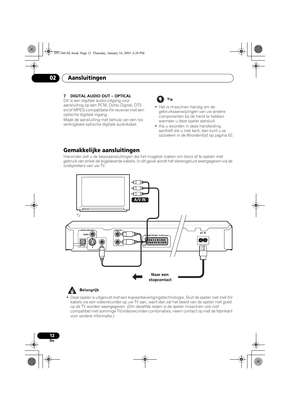 Gemakkelijke aansluitingen, Aansluitingen 02 | Pioneer DV-360-S User Manual | Page 74 / 128