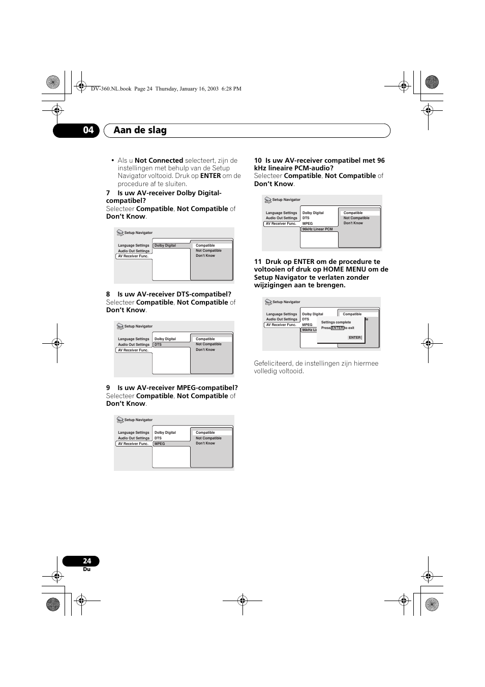 Aan de slag 04 | Pioneer DV-360-S User Manual | Page 86 / 128