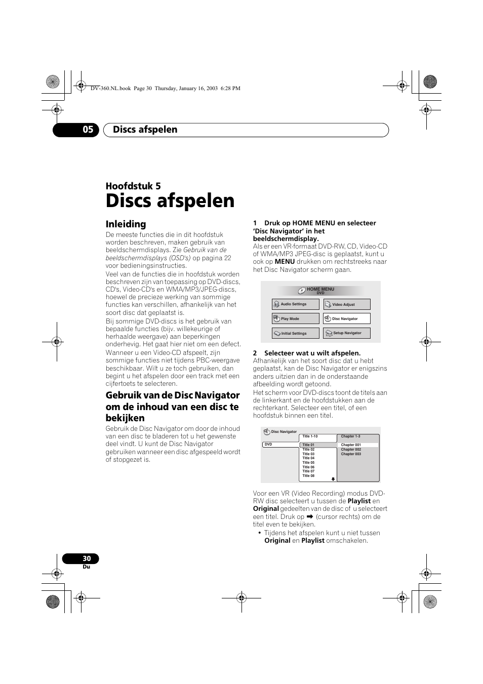 Inleiding, Discs afspelen, Discs afspelen 05 | Hoofdstuk 5 | Pioneer DV-360-S User Manual | Page 92 / 128
