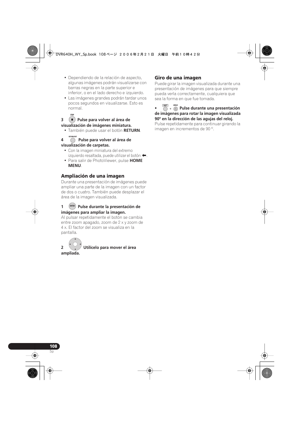 Ampliación de una imagen, Giro de una imagen | Pioneer DVR-540H-S User Manual | Page 108 / 144