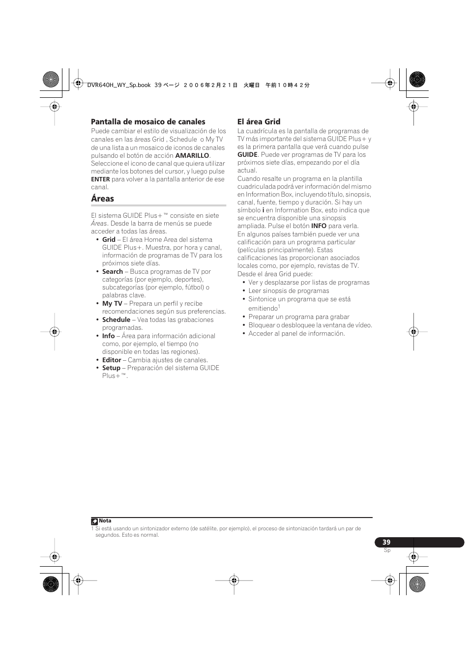 Áreas | Pioneer DVR-540H-S User Manual | Page 39 / 144