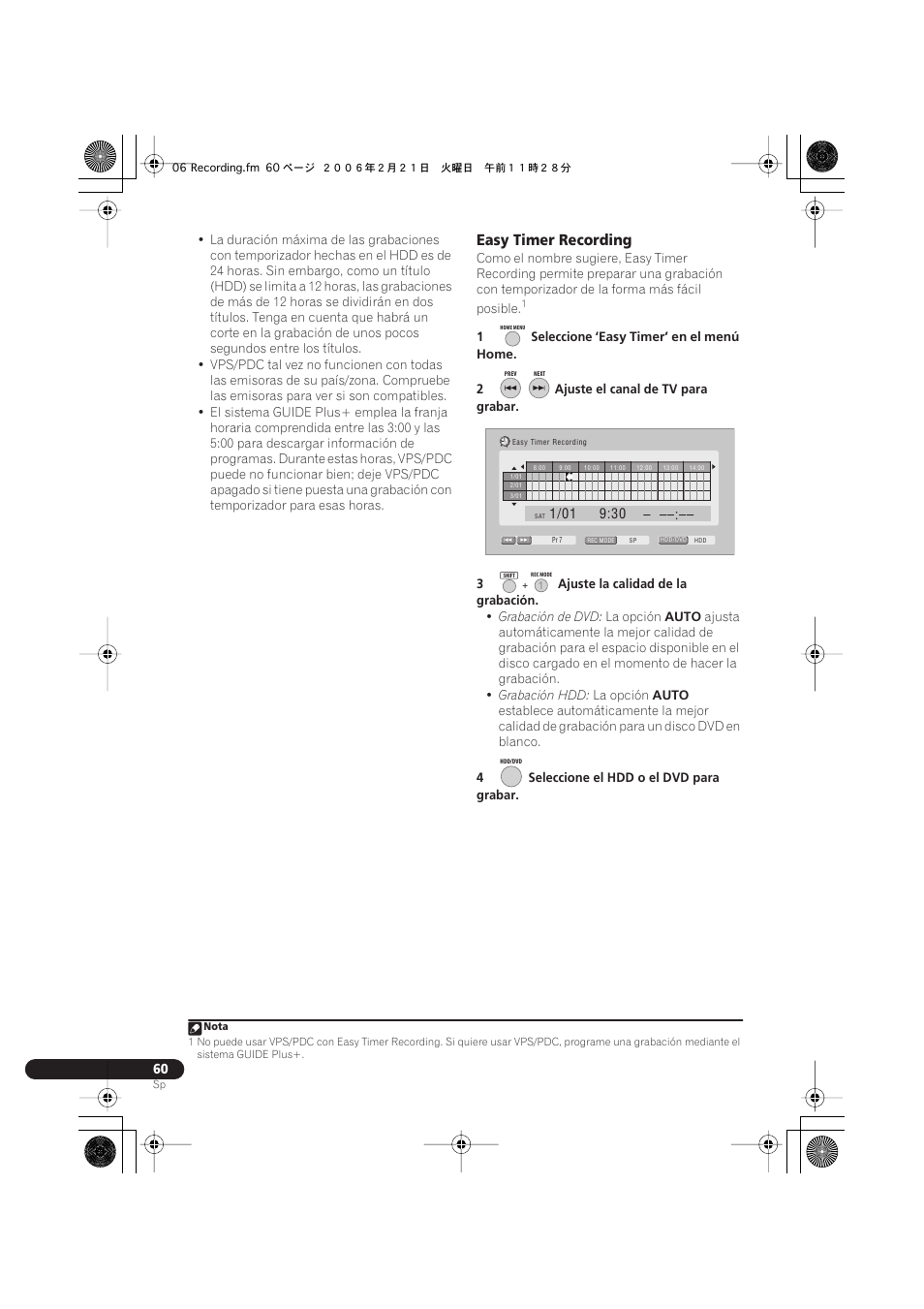 Easy timer recording | Pioneer DVR-540H-S User Manual | Page 60 / 144