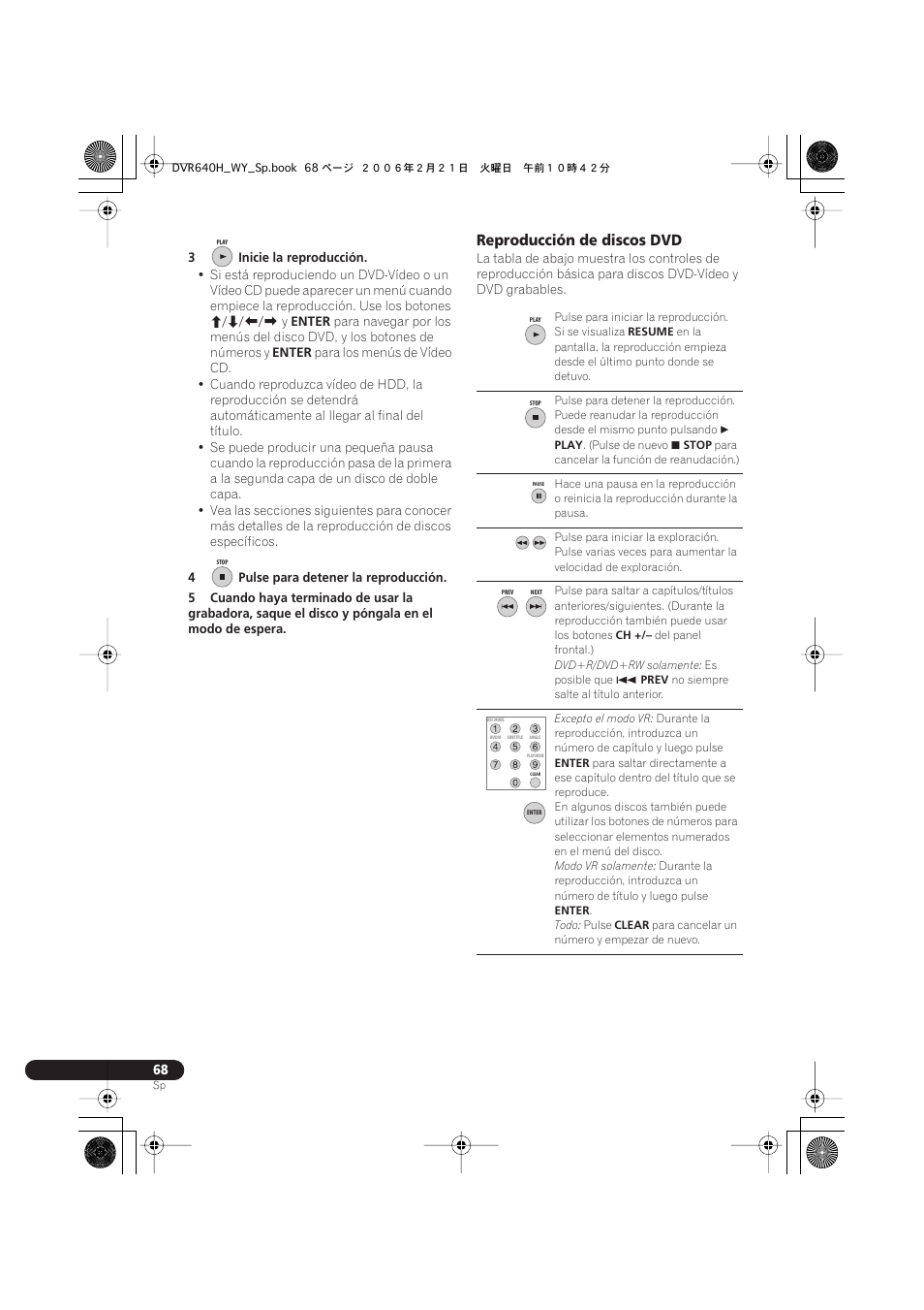 Reproducción de discos dvd | Pioneer DVR-540H-S User Manual | Page 68 / 144