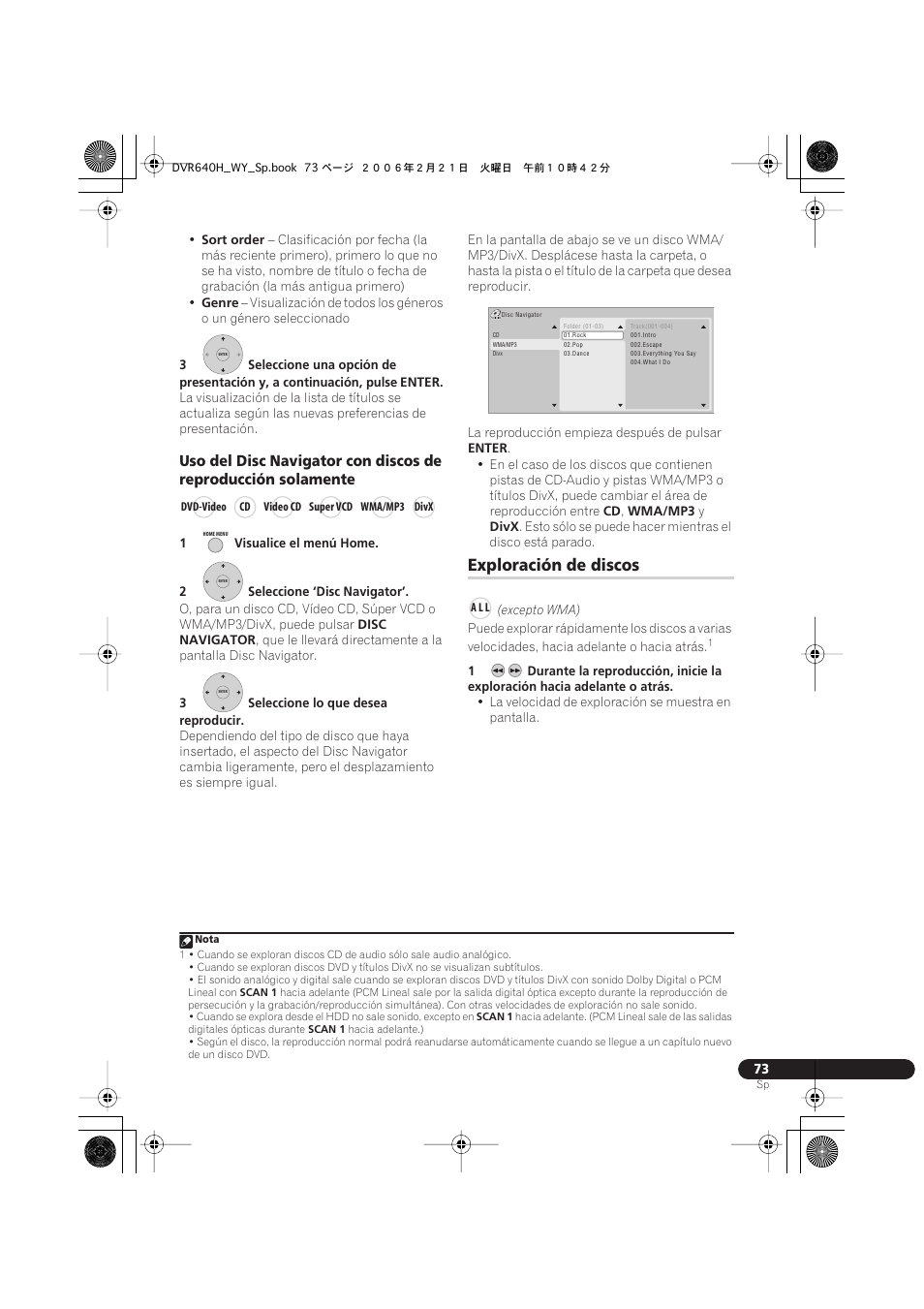 Exploración de discos | Pioneer DVR-540H-S User Manual | Page 73 / 144