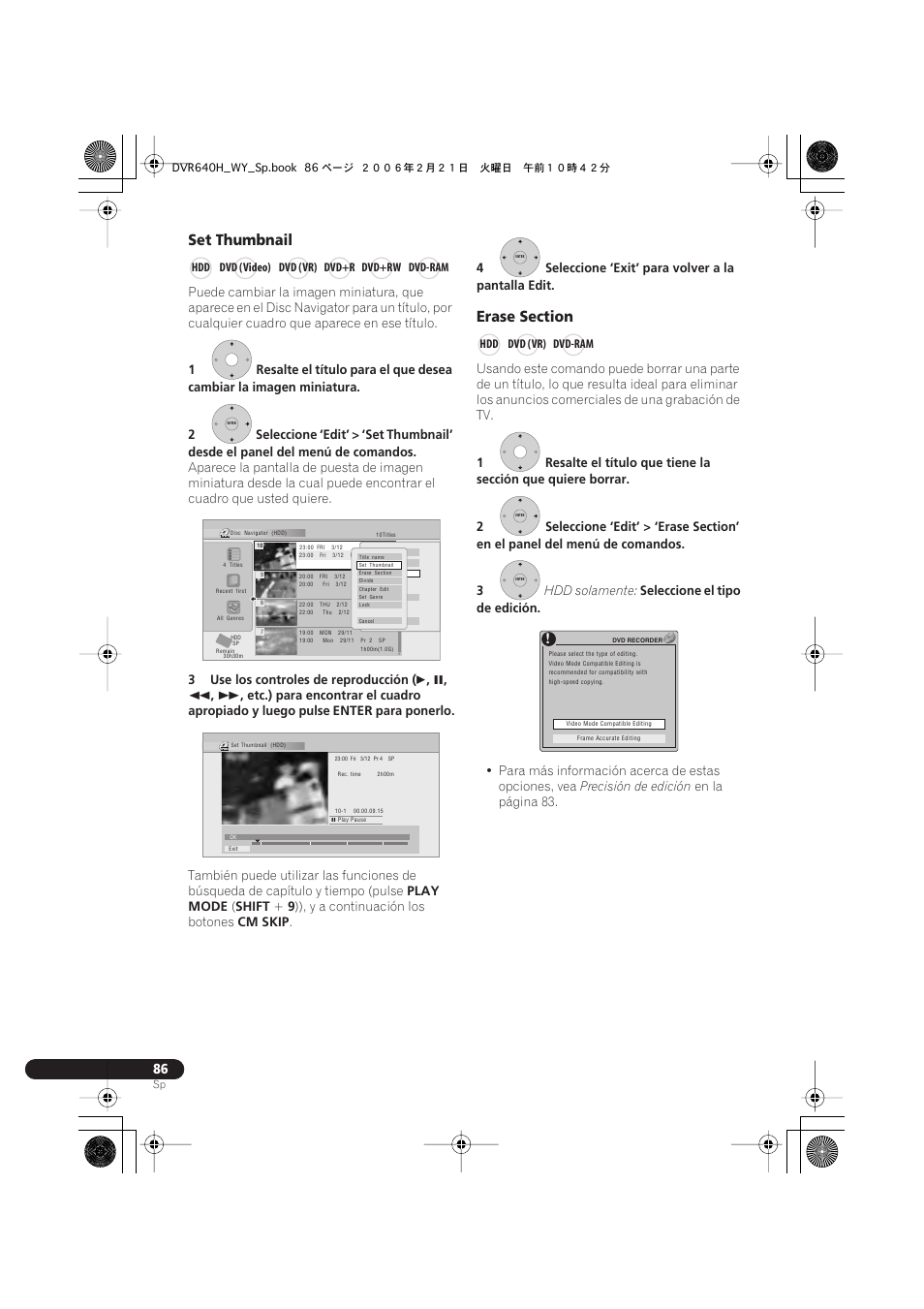 Set thumbnail | Pioneer DVR-540H-S User Manual | Page 86 / 144