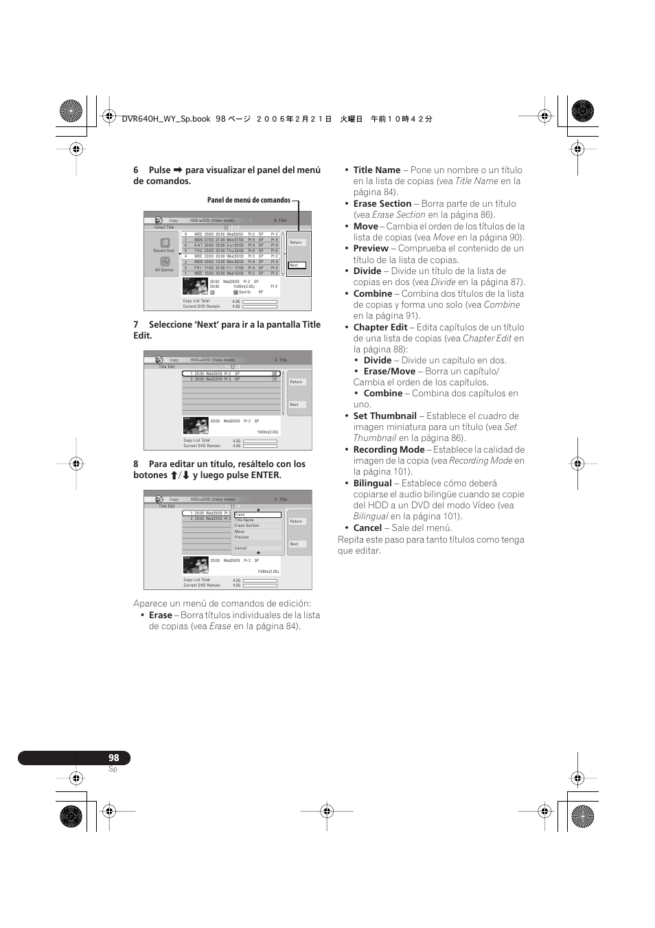 Pioneer DVR-540H-S User Manual | Page 98 / 144