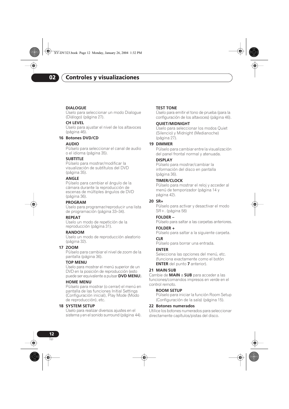 Controles y visualizaciones 02 | Pioneer DCS-424 User Manual | Page 12 / 74