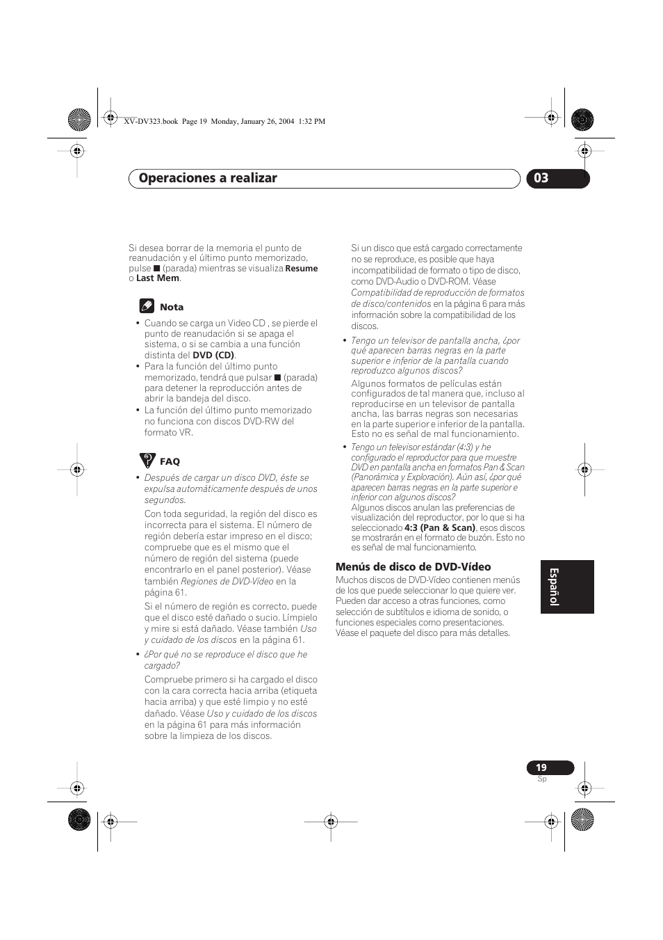 Menús de disco de dvd-vídeo, Operaciones a realizar 03 | Pioneer DCS-424 User Manual | Page 19 / 74