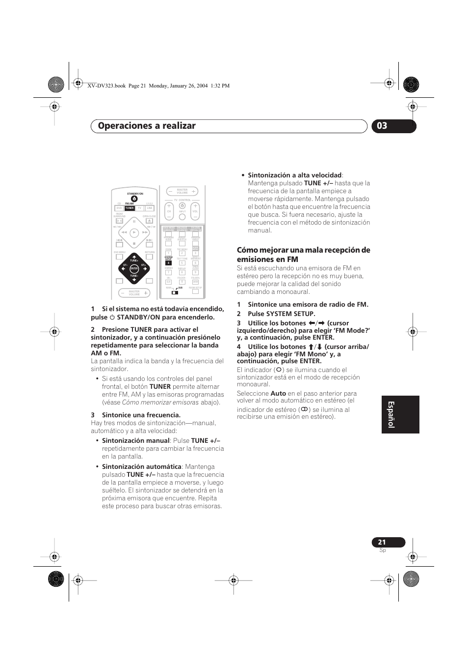 Cómo mejorar una mala recepción de emisiones en fm, Operaciones a realizar 03 | Pioneer DCS-424 User Manual | Page 21 / 74