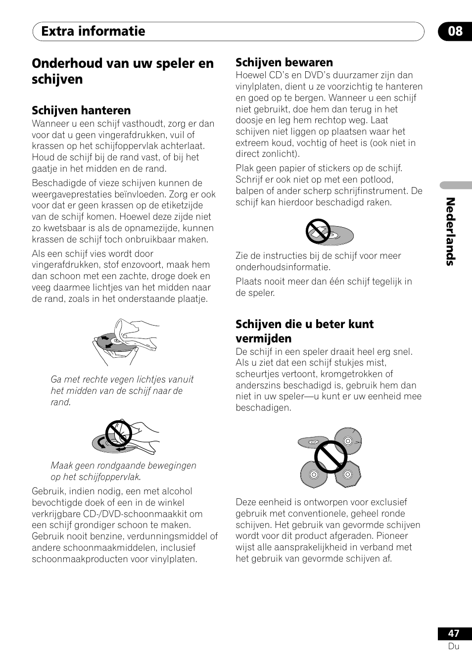 Extra informatie 08, Onderhoud van uw speler en schijven | Pioneer DV-454-S User Manual | Page 101 / 108