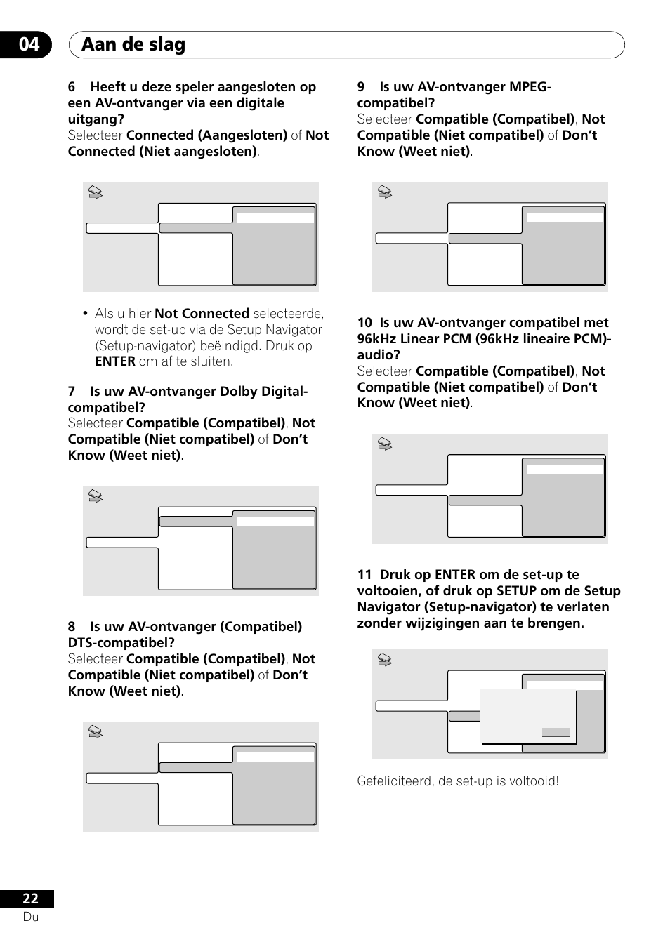 Aan de slag 04, Gefeliciteerd, de set-up is voltooid | Pioneer DV-454-S User Manual | Page 76 / 108