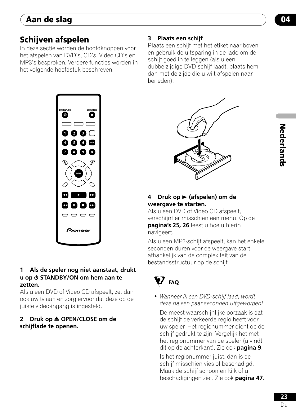 Aan de slag 04, Schijven afspelen, Nederlands | Pioneer DV-454-S User Manual | Page 77 / 108