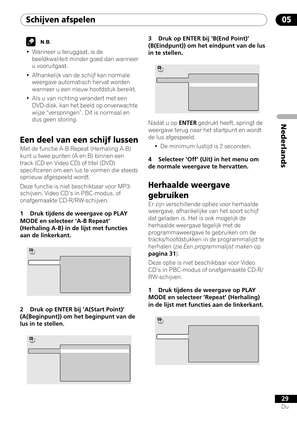 Schijven afspelen 05, Een deel van een schijf lussen, Herhaalde weergave gebruiken | Nederlands | Pioneer DV-454-S User Manual | Page 83 / 108