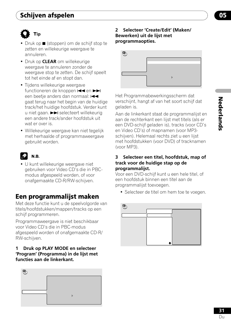 Schijven afspelen 05, Een programmalijst maken, Nederlands | Pioneer DV-454-S User Manual | Page 85 / 108