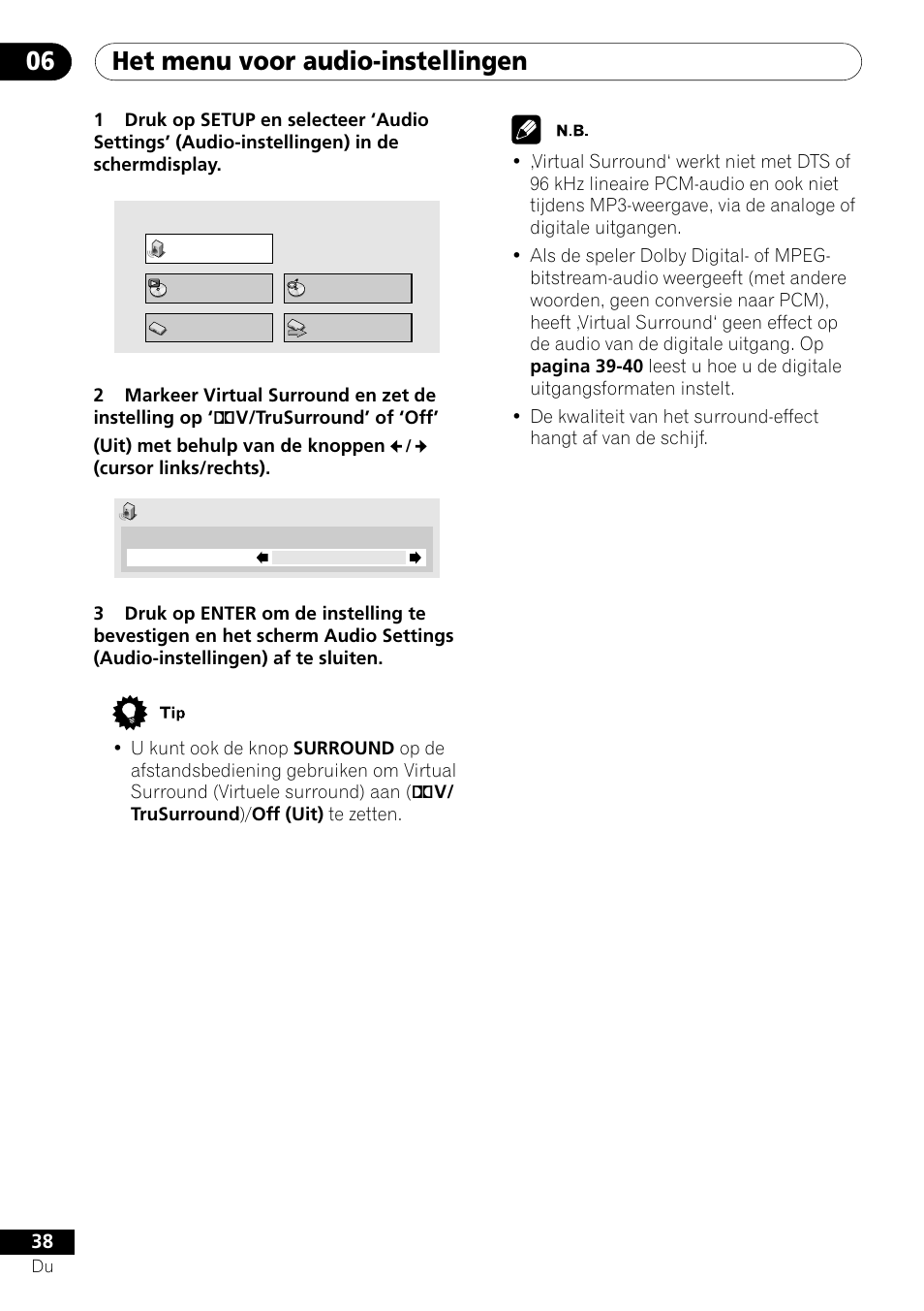 Het menu voor audio-instellingen 06 | Pioneer DV-454-S User Manual | Page 92 / 108