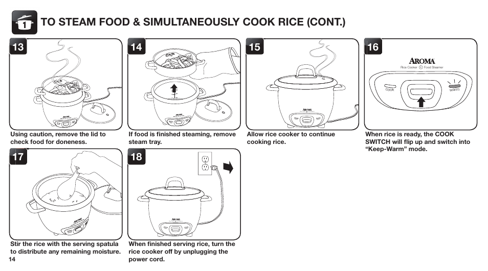 Aroma ARC-743-1NGR User Manual | Page 16 / 27