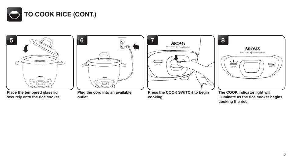 Rice cooker food steamer | Aroma ARC-743-1NGR User Manual | Page 9 / 27