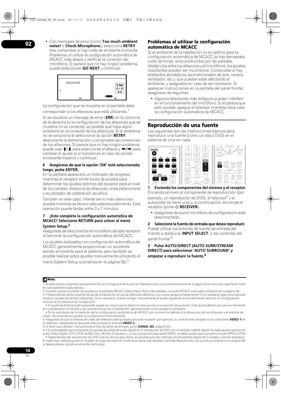 Reproducción de una fuente | Pioneer VSX-1018AH-K User Manual | Page 10 / 96