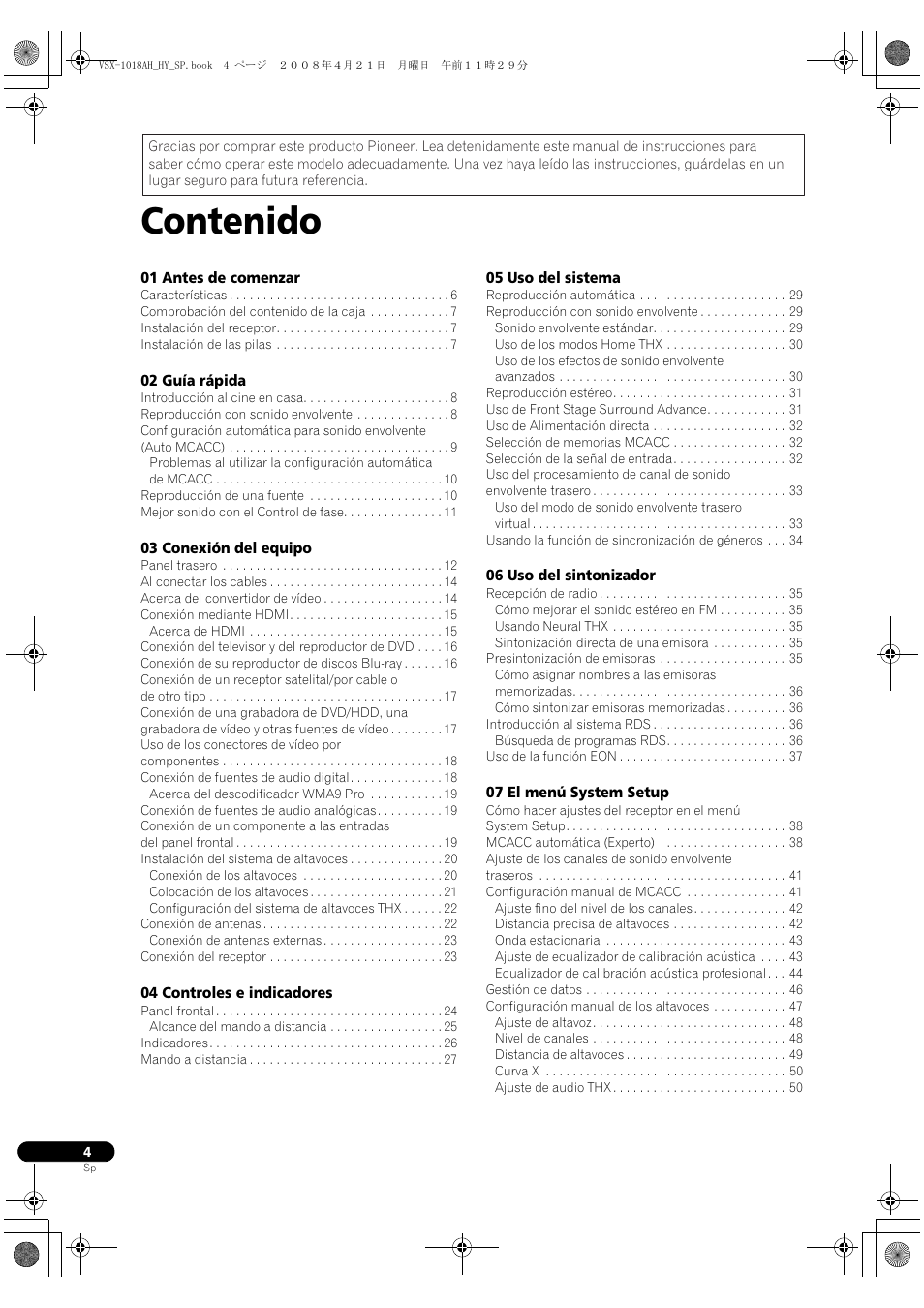 Pioneer VSX-1018AH-K User Manual | Page 4 / 96