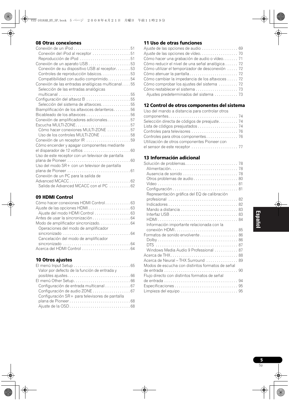 Pioneer VSX-1018AH-K User Manual | Page 5 / 96