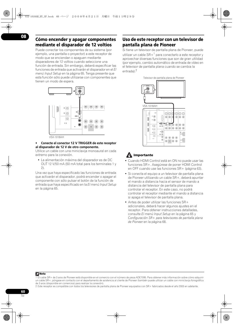 Vsx-1018ah nota | Pioneer VSX-1018AH-K User Manual | Page 60 / 96