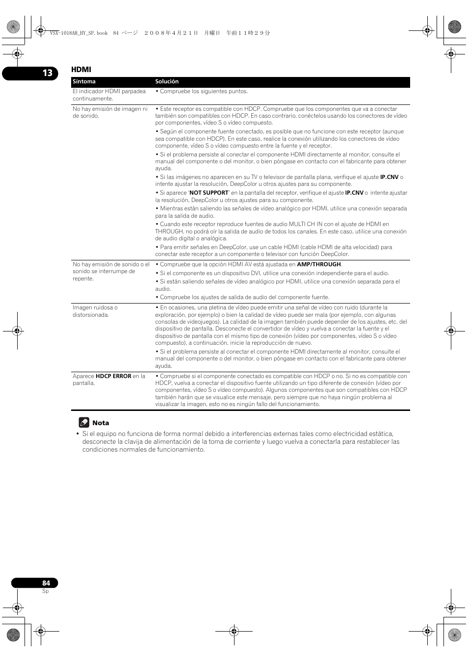 Hdmi | Pioneer VSX-1018AH-K User Manual | Page 84 / 96