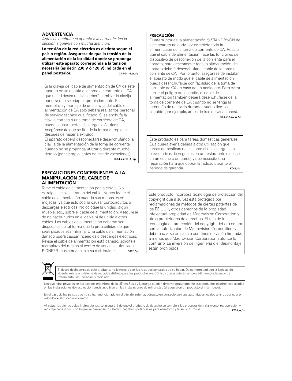 Advertencia | Pioneer BDP-LX70 User Manual | Page 3 / 64