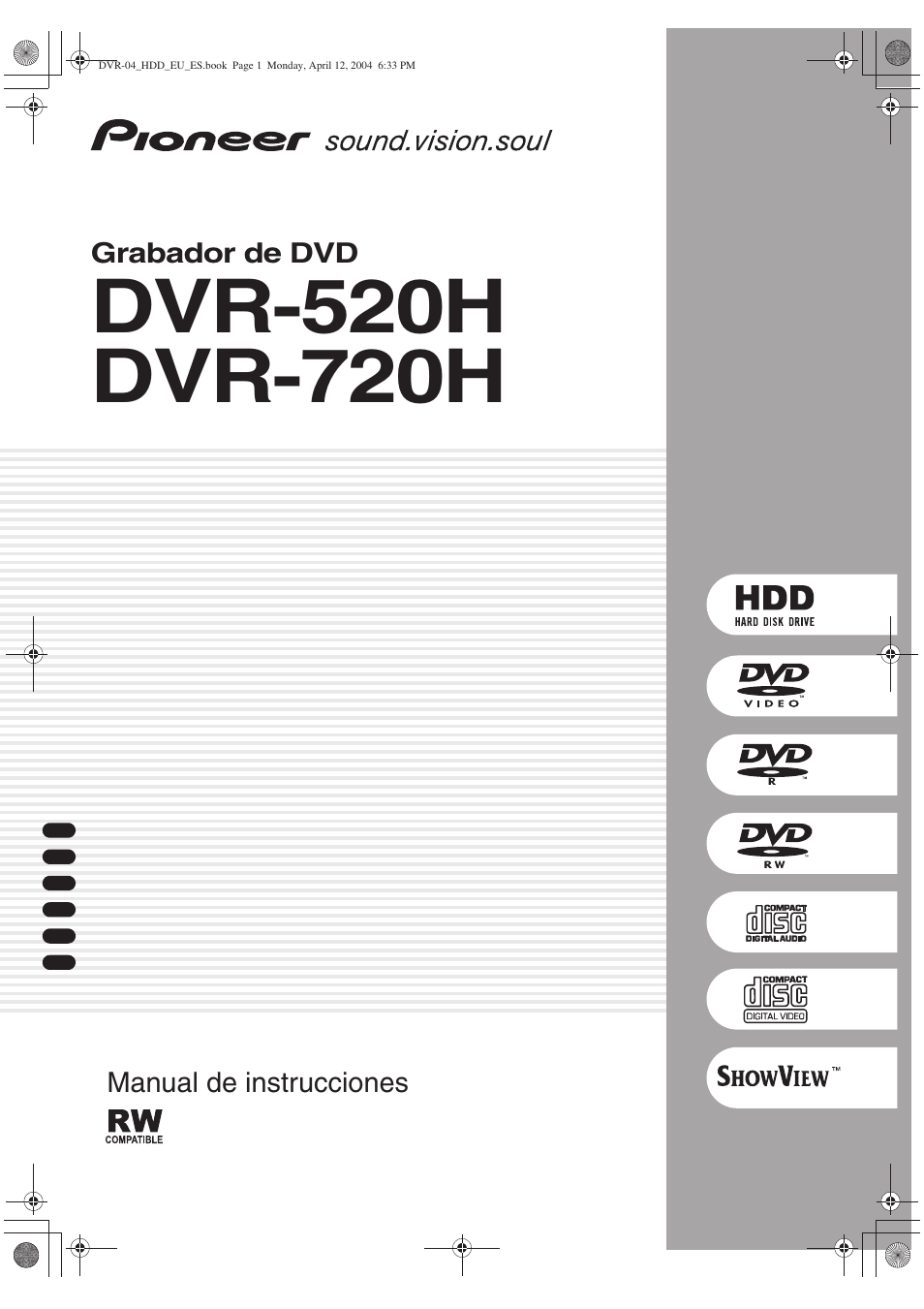 Pioneer DVR-520H-S User Manual | 127 pages