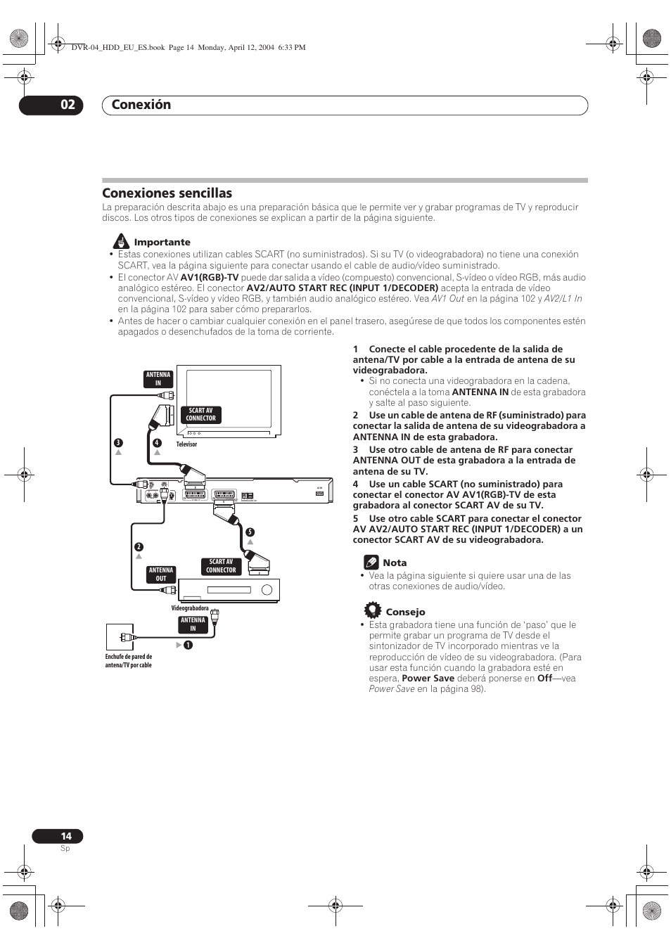 Conexiones sencillas, Conexión 02 | Pioneer DVR-520H-S User Manual | Page 14 / 127