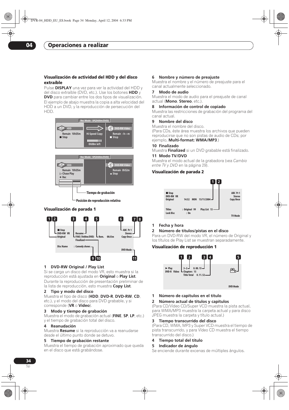 Operaciones a realizar 04 | Pioneer DVR-520H-S User Manual | Page 34 / 127