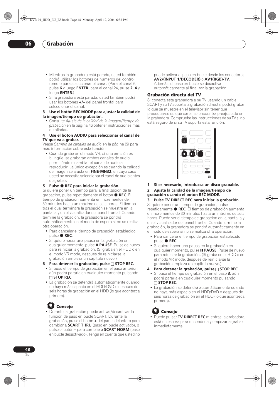Grabación 06 | Pioneer DVR-520H-S User Manual | Page 48 / 127