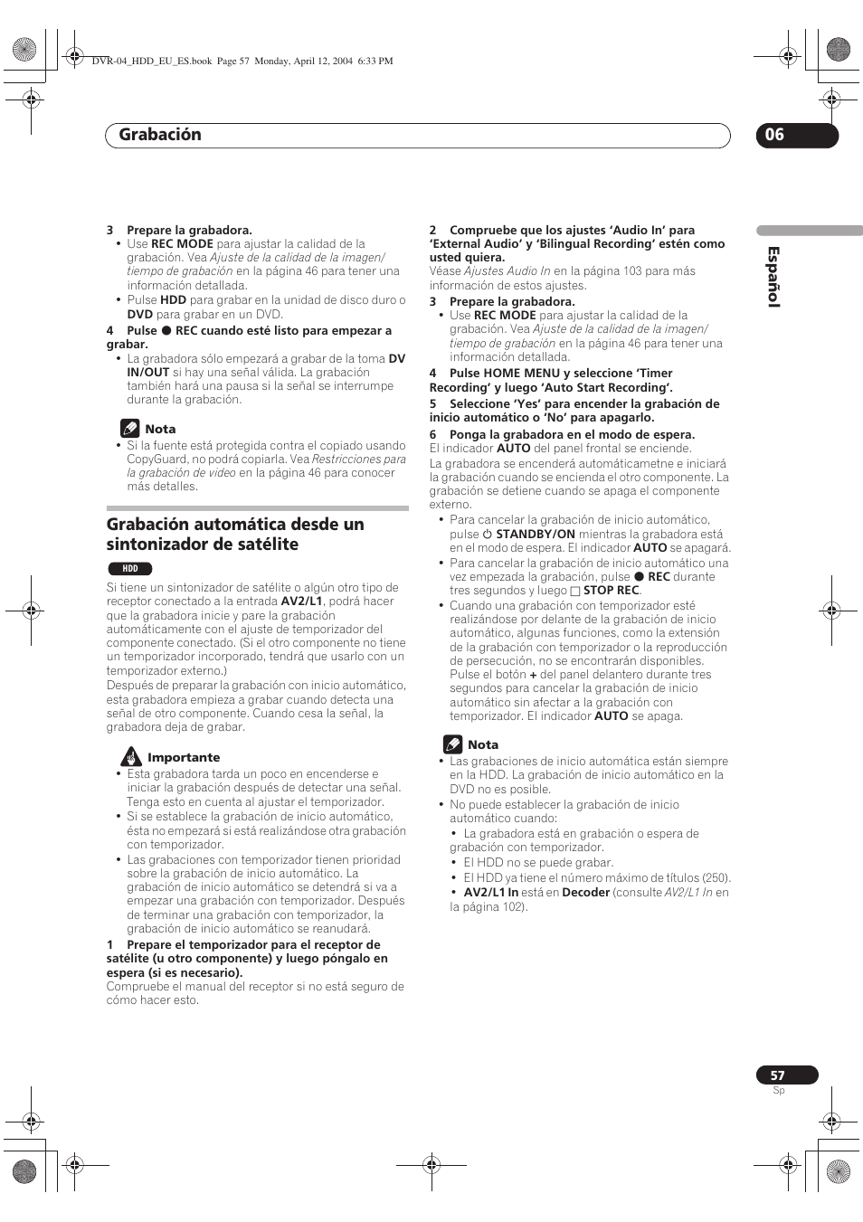 Grabación 06 | Pioneer DVR-520H-S User Manual | Page 57 / 127