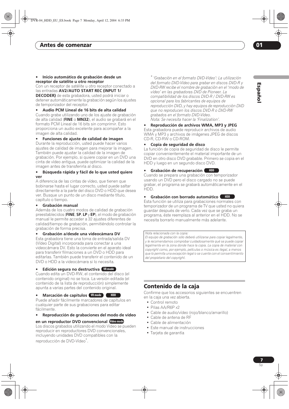 Pioneer DVR-520H-S User Manual | Page 7 / 127