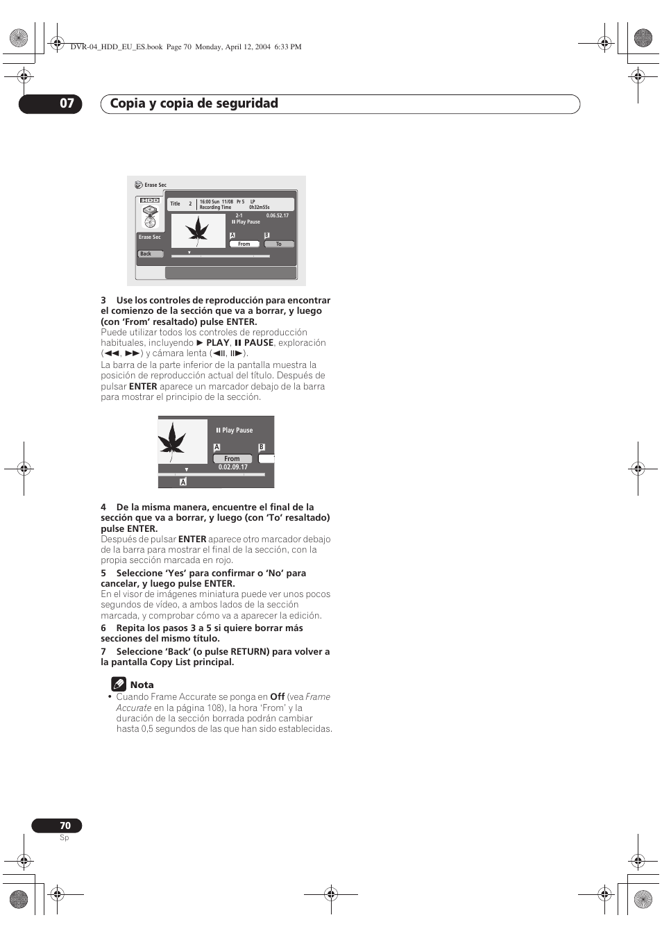 Copia y copia de seguridad 07 | Pioneer DVR-520H-S User Manual | Page 70 / 127