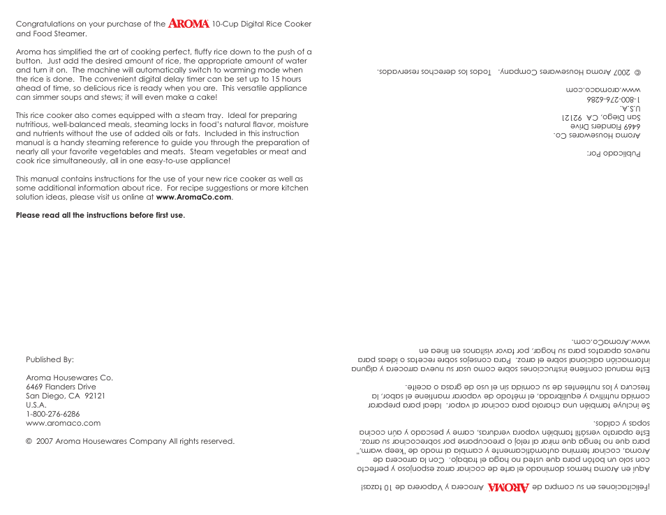 Aroma ARC-830 TC User Manual | Page 2 / 15