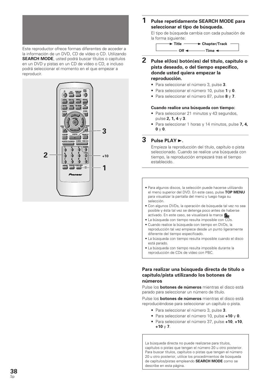 Búsqueda de un título, capítulo, pista o, Ubicación en un disco, Dvd/cd de vídeo/cd | Pulse play 3 | Pioneer DV-340 User Manual | Page 40 / 112