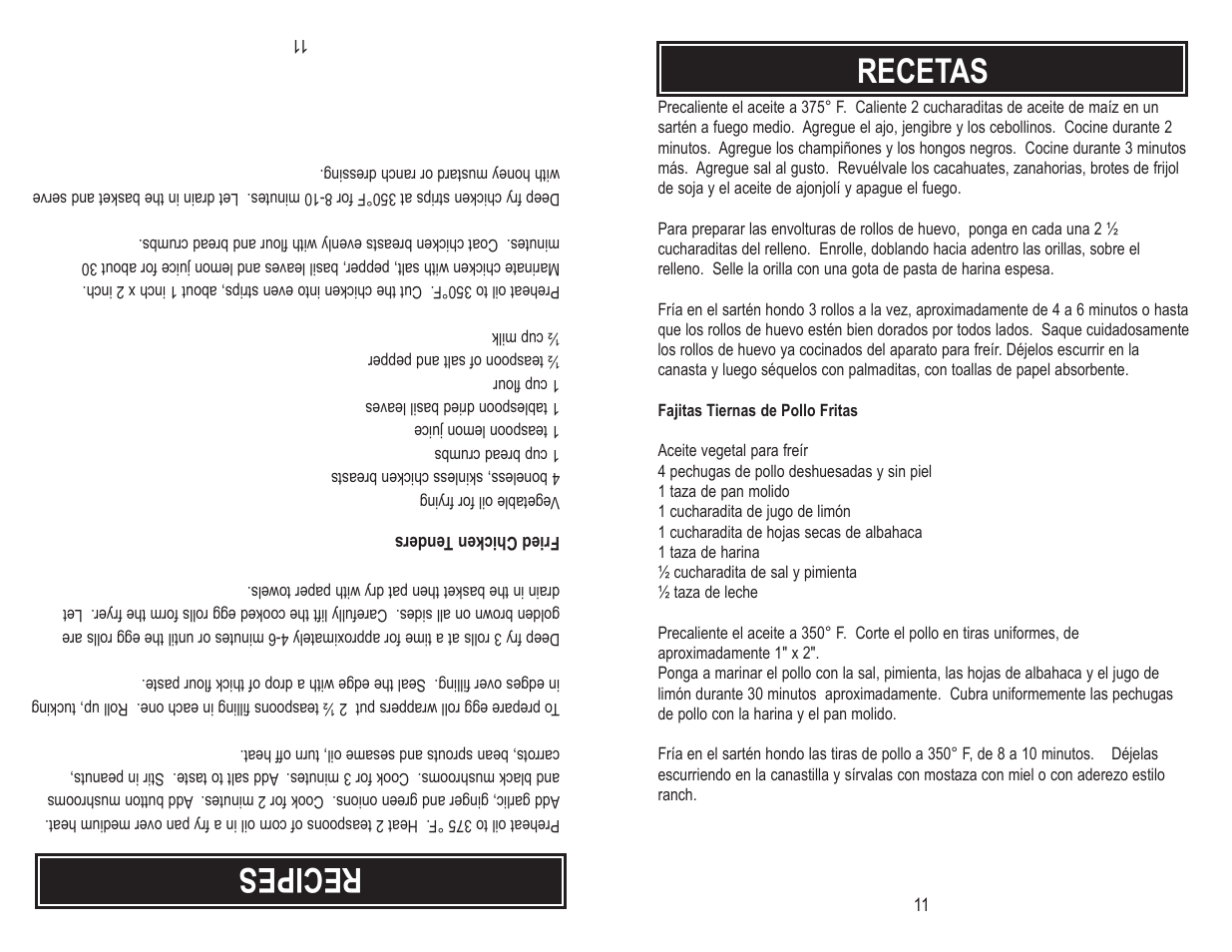 Recipes, Recetas | Aroma ADF-182 User Manual | Page 13 / 16