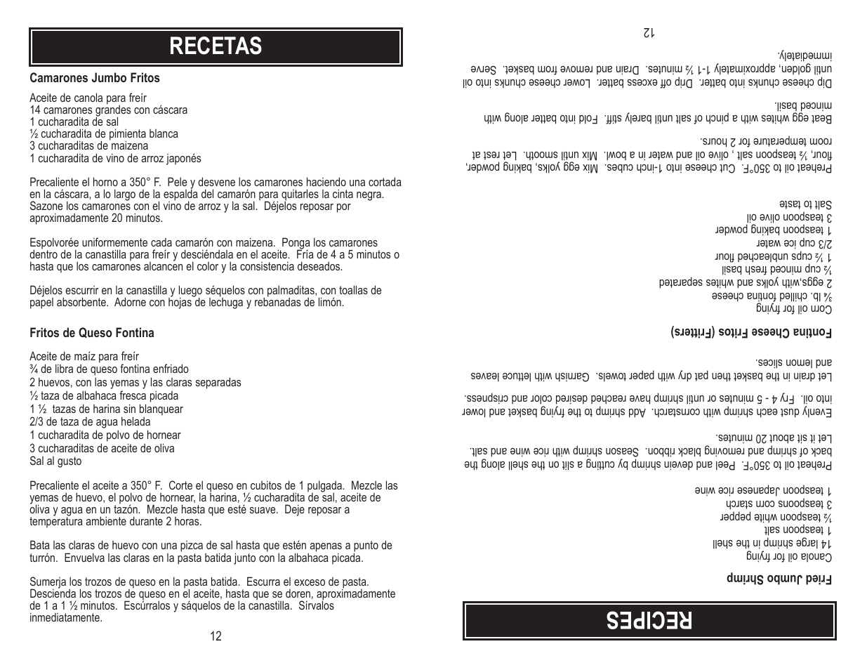 Recipes, Recetas | Aroma ADF-182 User Manual | Page 14 / 16